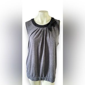 LOFT size XL gray and black dressy tank top with bow detail.